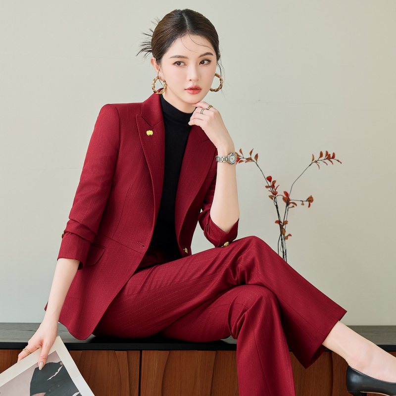Women'S Red Formal Wear - Rotes Anzugset für Damen, hochwertiges Herbst-