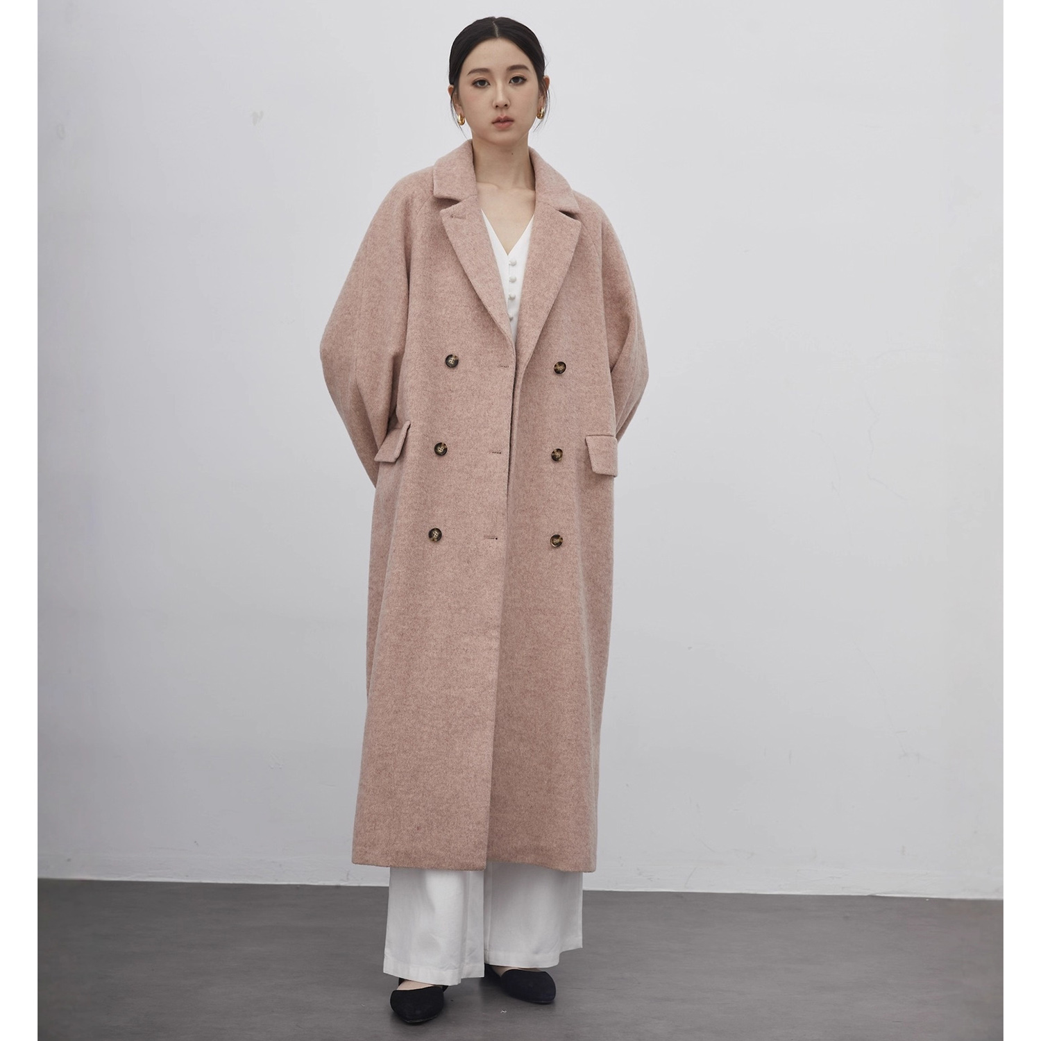 Womens Blazer - Allingentle Damen-Anzug, langer Blazer, Wollmantel, rosa,