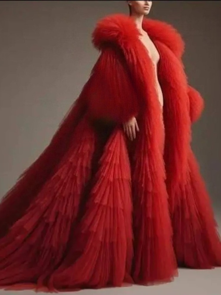 Roter Flauschiger Plissierter  – Women'S Red Formal Wear Bewertung und Preis