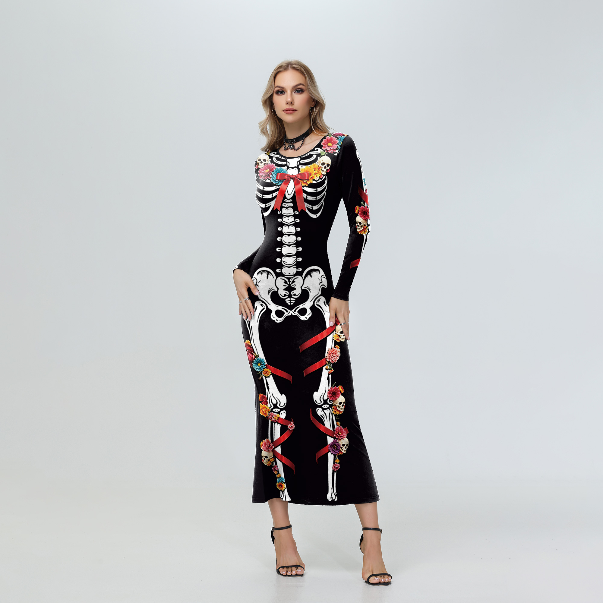Halloween Damen Blumen-Skelett – Women'S Red Formal Wear Bewertung und Preis