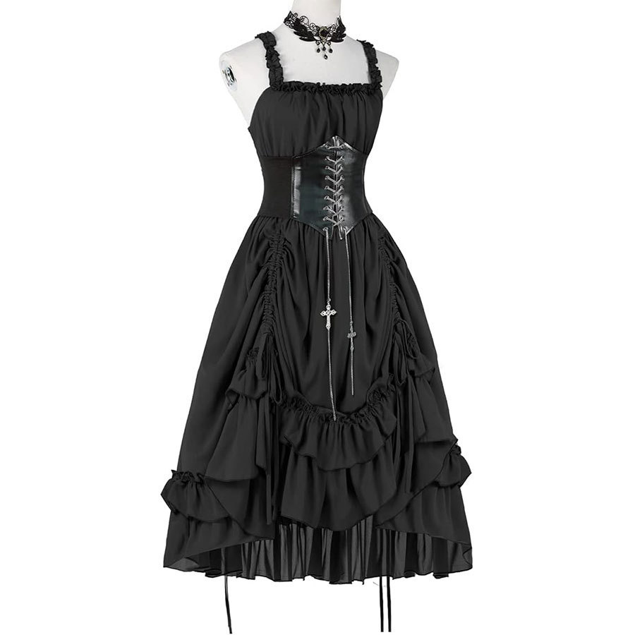 Damen Gothic Kleid Korsett Sli – Midi Dress Bewertung und Preis