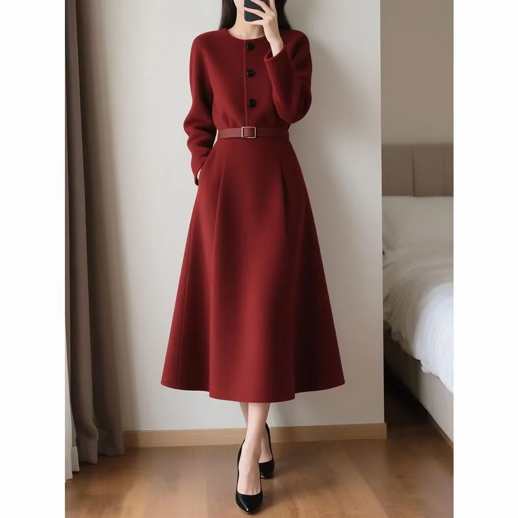Rotes Retro-Kleid mit hochwert – Women'S Red Formal Wear Bewertung und Preis